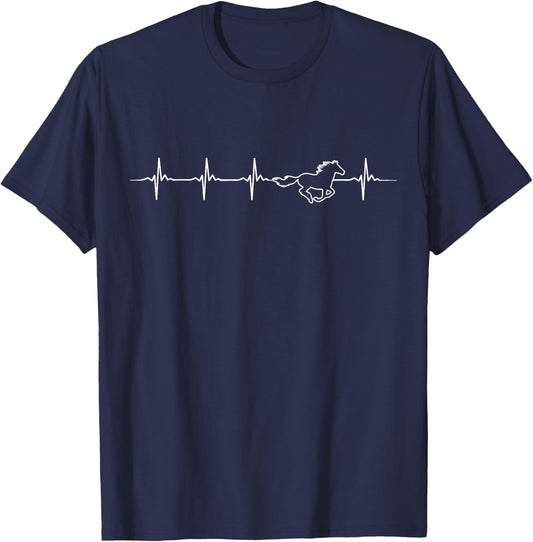 Heartbeat Horse Equestrian T-Shirt - T-Shirt | Navy