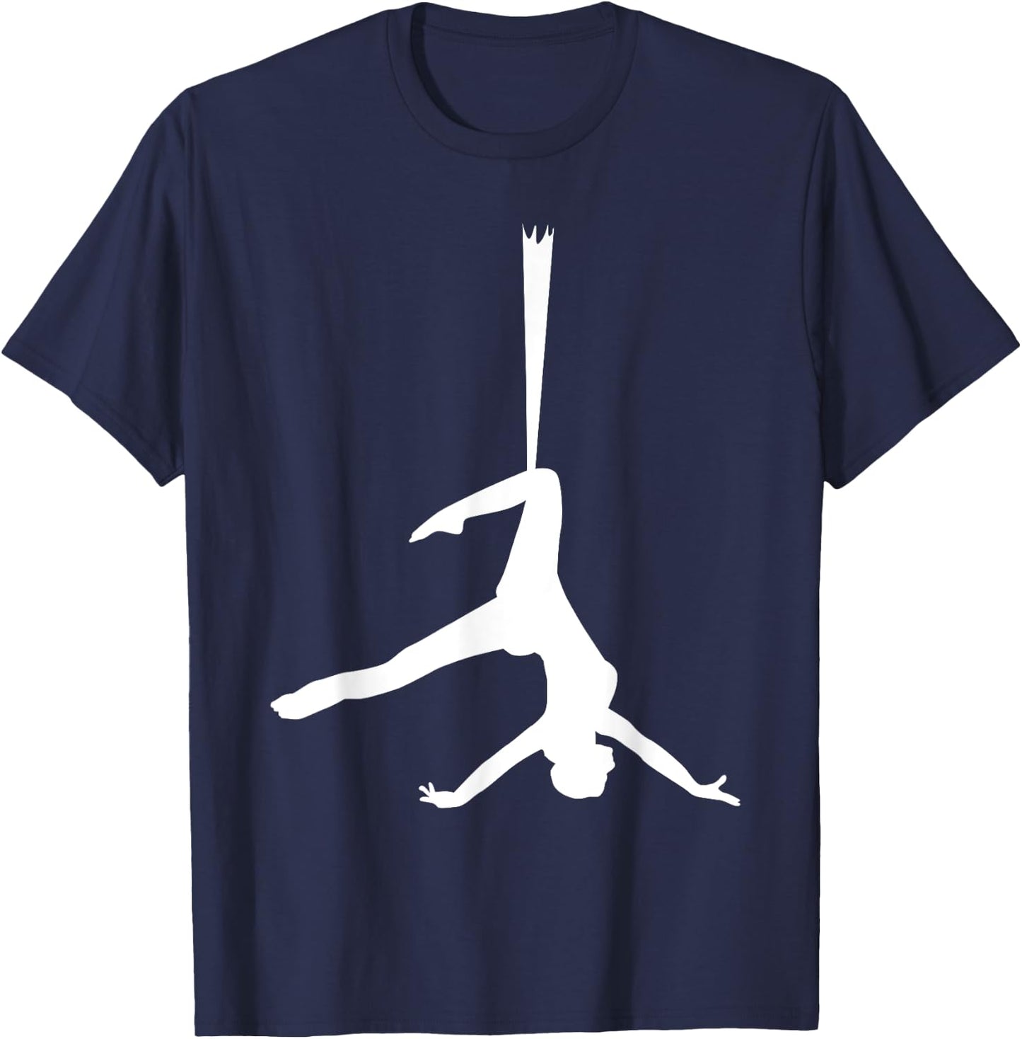 Silhouette Aerial Dance Ribbon Silk Dancer Yoga Dancing Fans T-Shirt - T-Shirt | Navy