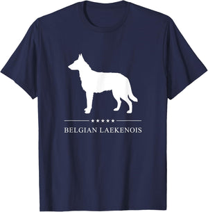 Belgian Laekenois Dog White Silhouette T-Shirt - T-Shirt | Navy
