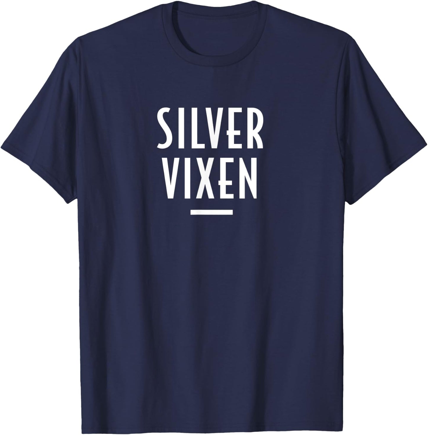 Silver Vixen - Grey / Gray Hair Retro Typographic T-Shirt - T-Shirt | Navy
