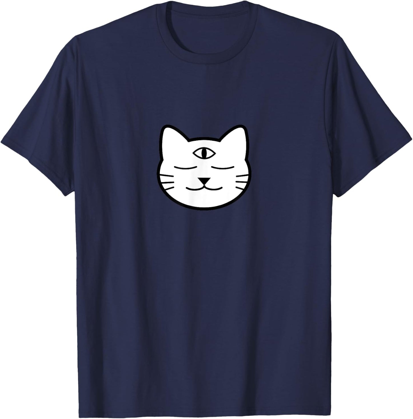 Three-Eyed Cat Third Eye Chakra Yoki Mascot Yoga Meditation T-Shirt - T-Shirt | Navy
