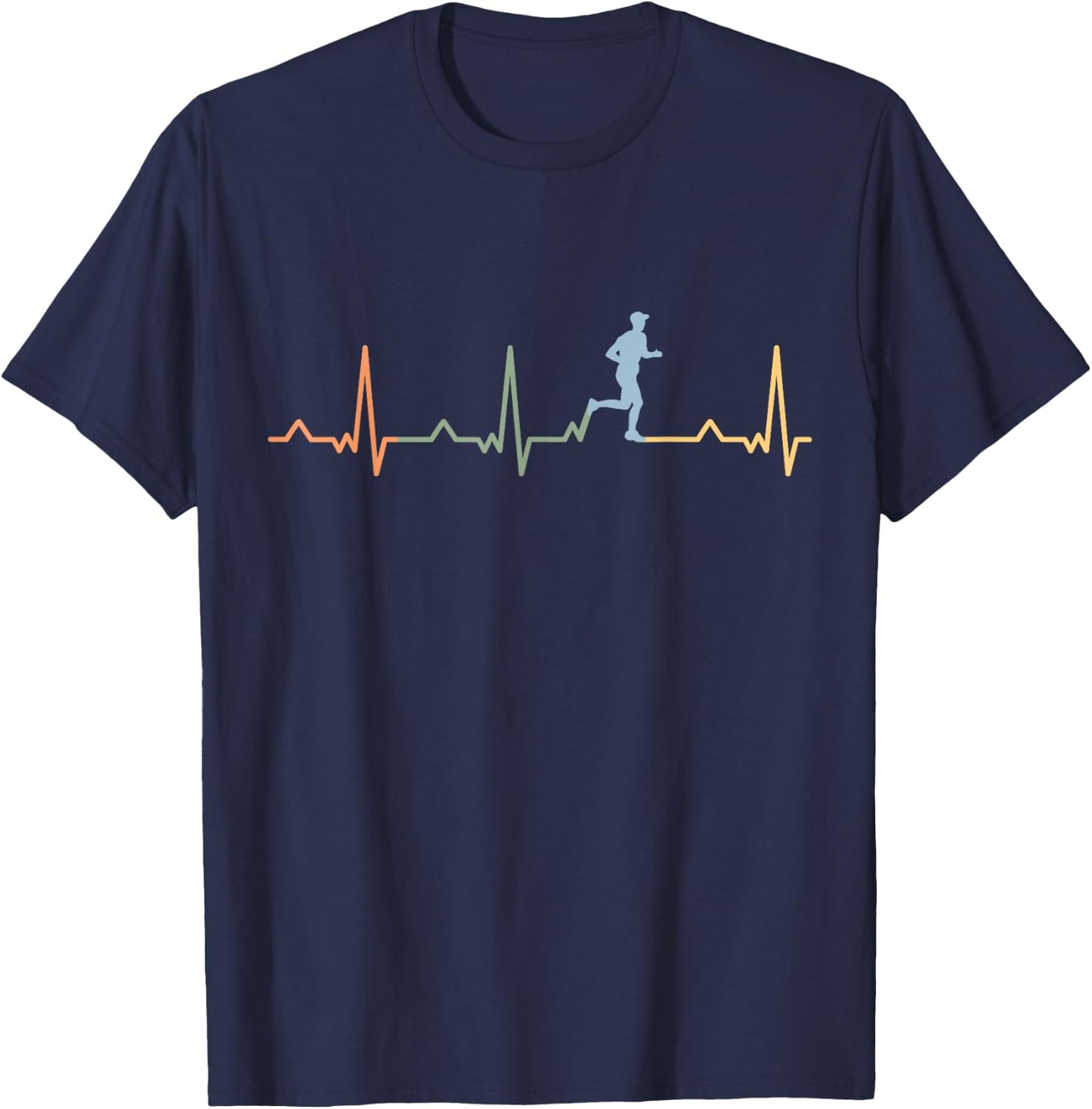 Marathon Jogging Running Heart Beat Running Sprint T-Shirt - T-Shirt | Navy