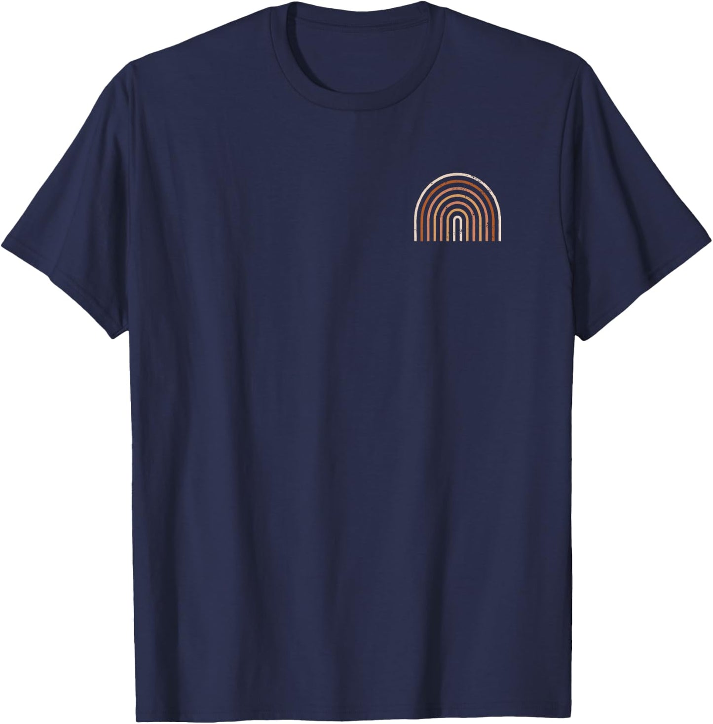 Boho Rainbow Art Abstract Colors Minimalist Graphic T-Shirt - T-Shirt | Navy