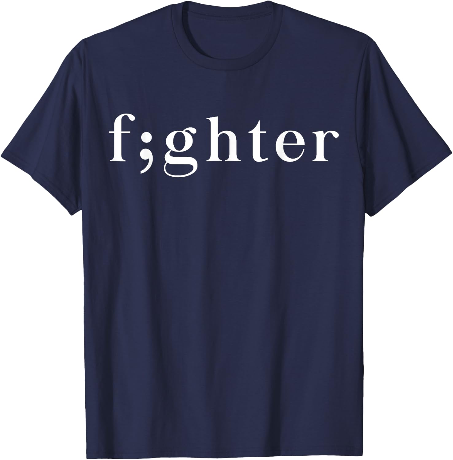 Semicolon Fighter Mental Health Awareness T-Shirt - T-Shirt | Navy