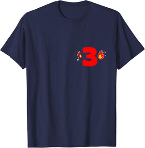 Kids Sound The Alarm I'm 3 Fire Truck 3rd Birthday boy party T-Shirt - T-Shirt | Navy