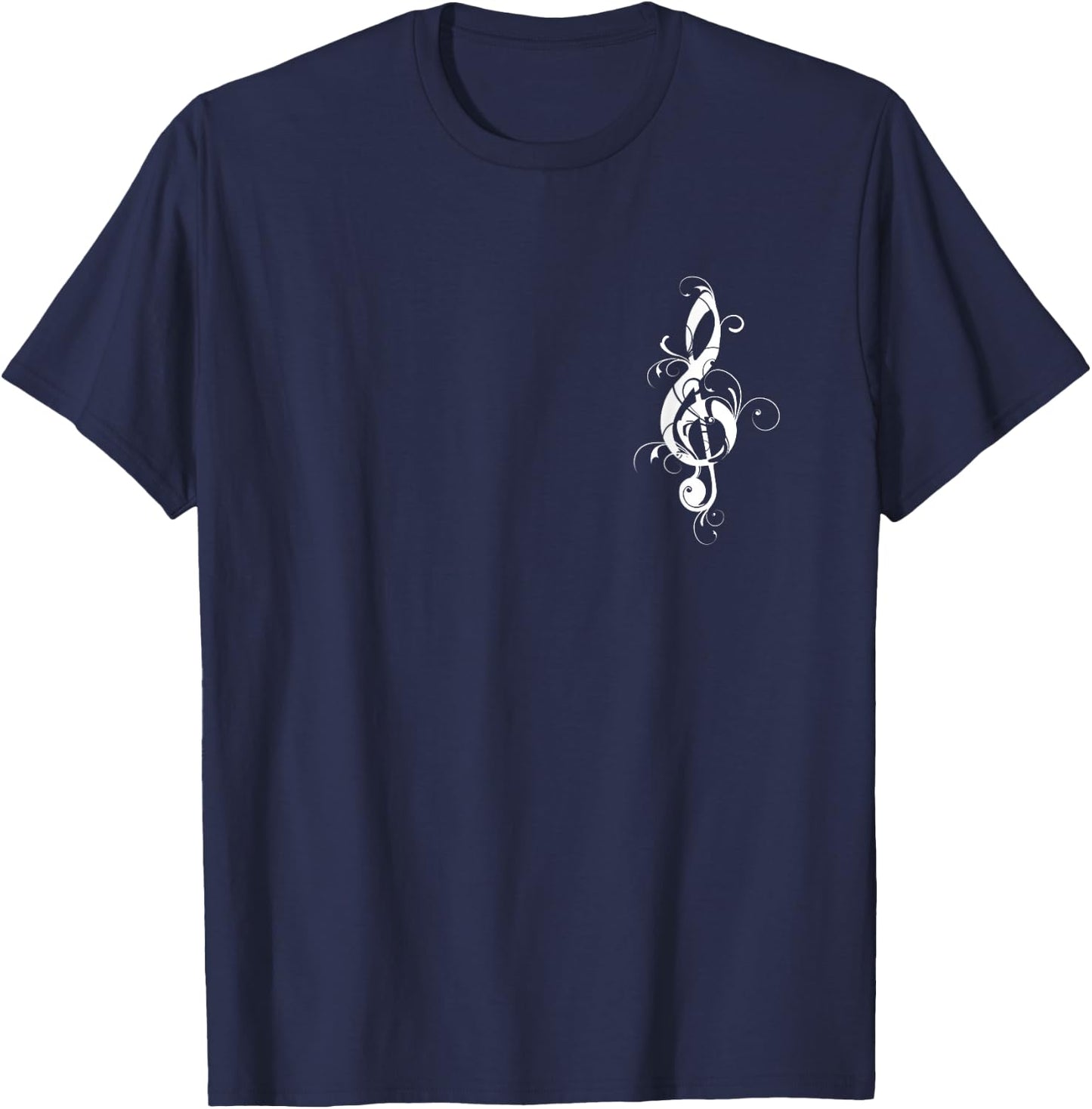 Treble Clef, Treble Clef, Floral, Musical Note T-Shirt - T-Shirt | Navy