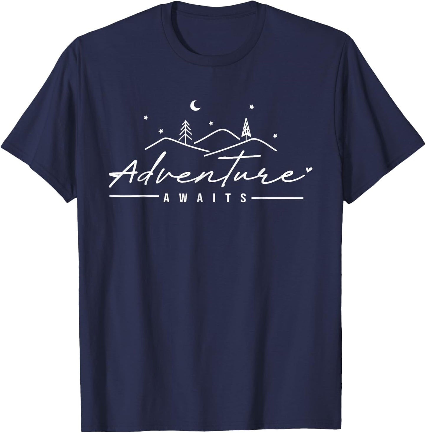 Adventure Awaits Outdoor Hiking Camping Lover T-Shirt - T-Shirt | Navy