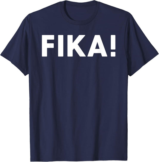 Fika! Swedish Coffee Cake Lover Uffda Funny Fika T-Shirt - T-Shirt | Navy
