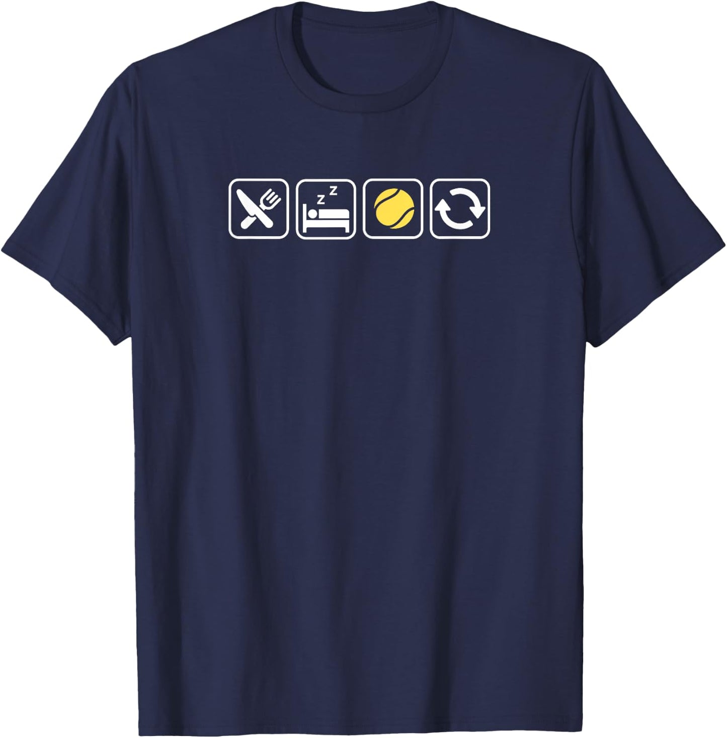 Eat Sleep Tennis Repeat | Ball Design, For Tennis Lovers T-Shirt - T-Shirt | Navy