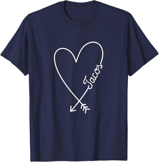 Tacos Cute Graphic Heart Love T-Shirt - T-Shirt | Navy
