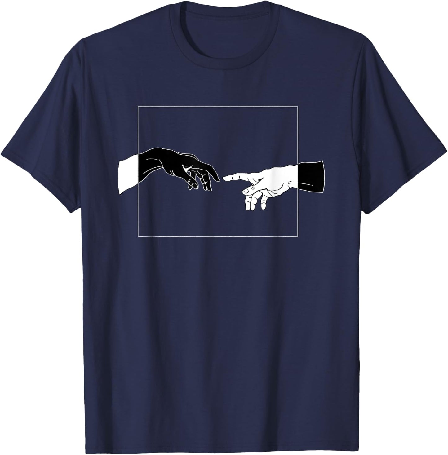 Light Touch Creation of Adam Hand of God Art Gift T-Shirt - T-Shirt | Navy