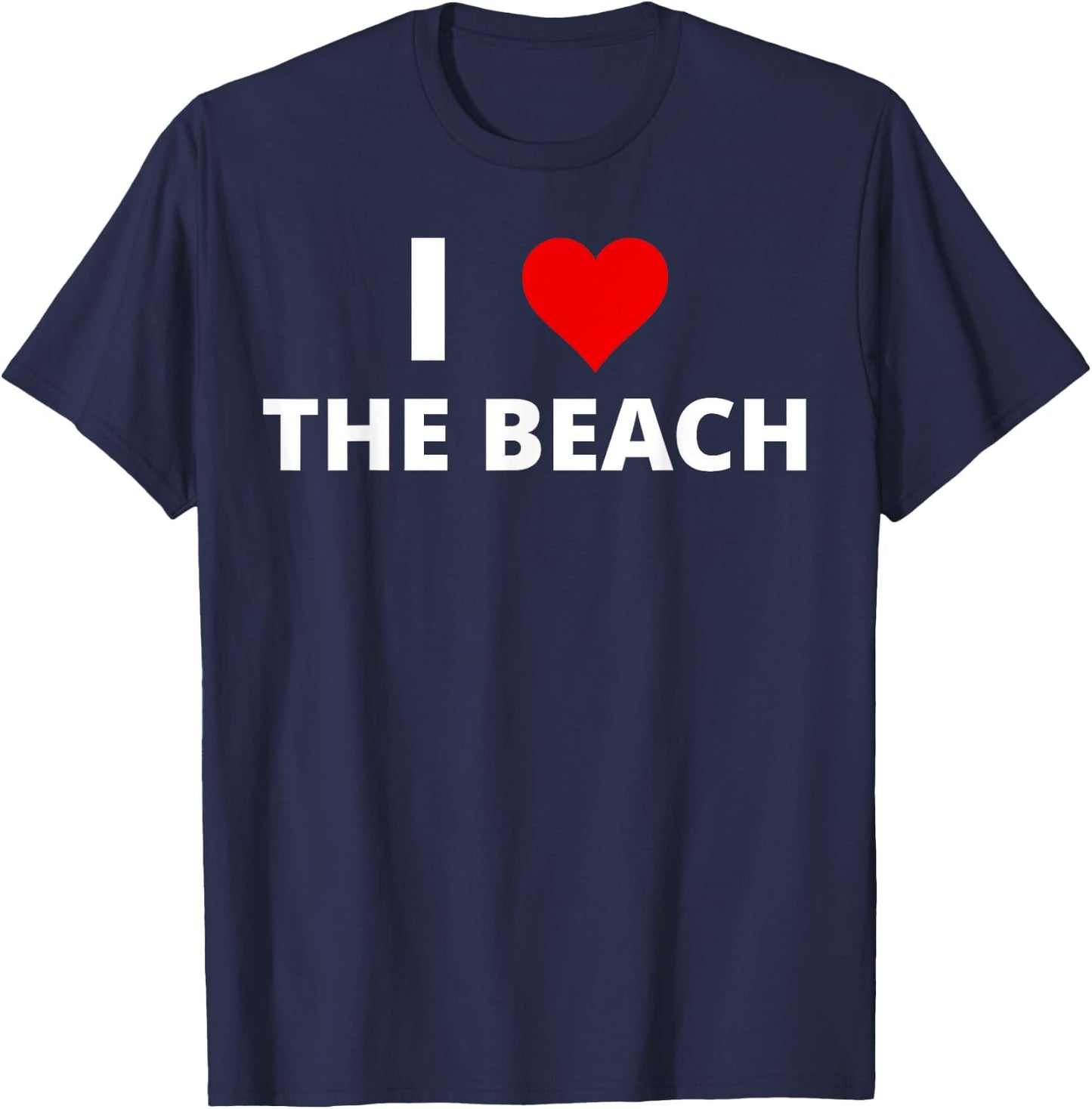 I Love The Beach (Featuring A Red Heart) Men Women Kids T-Shirt - T-Shirt | Navy