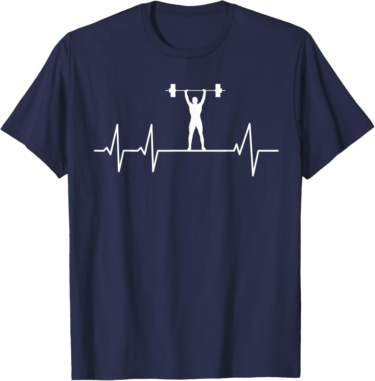 Weightlifter heartbeat ECG heart rate athlete T-Shirt - T-Shirt | Navy