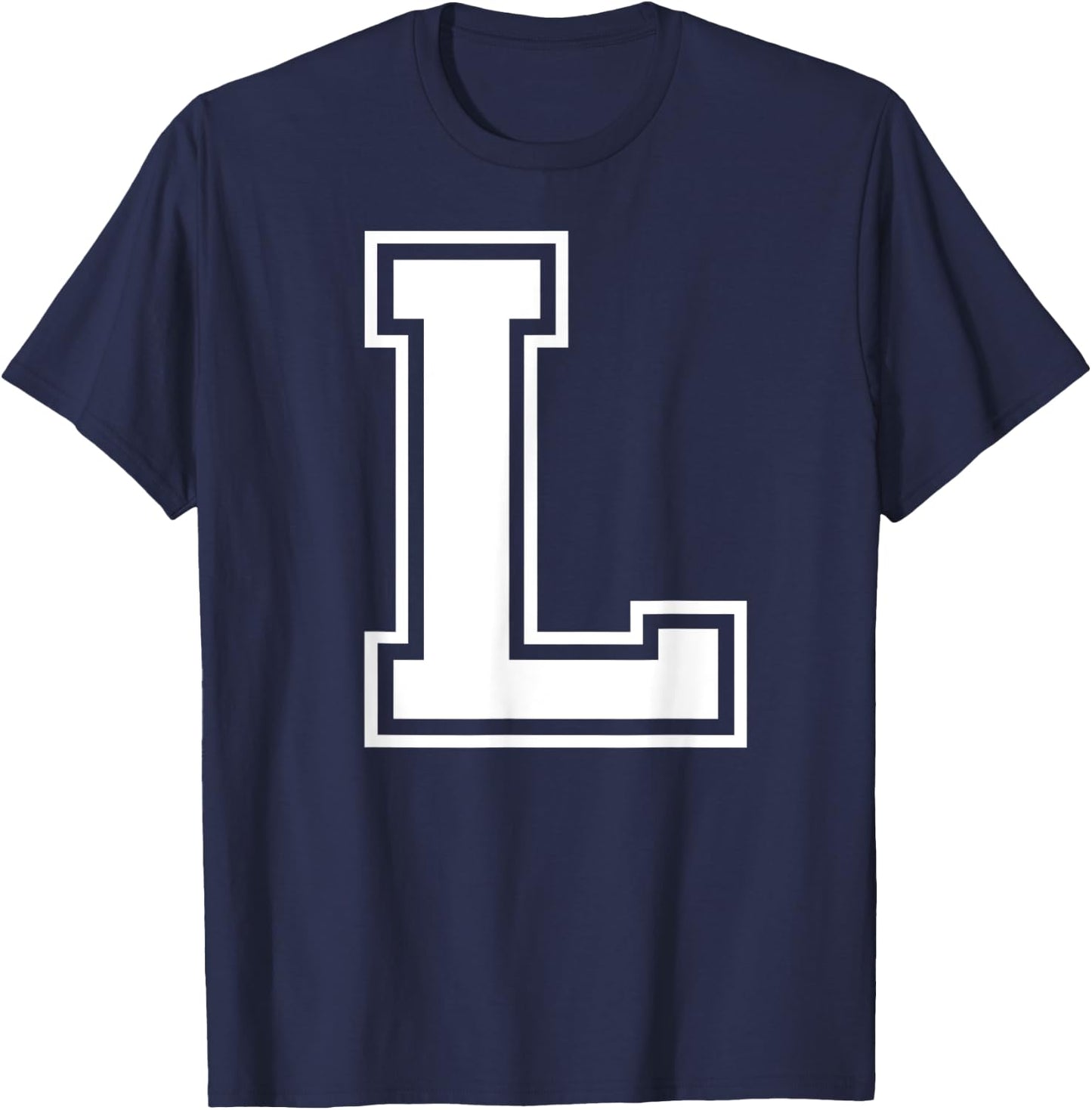 Letter L Capital Alphabet College Varsity Monogram Club T-Shirt - T-Shirt | Navy