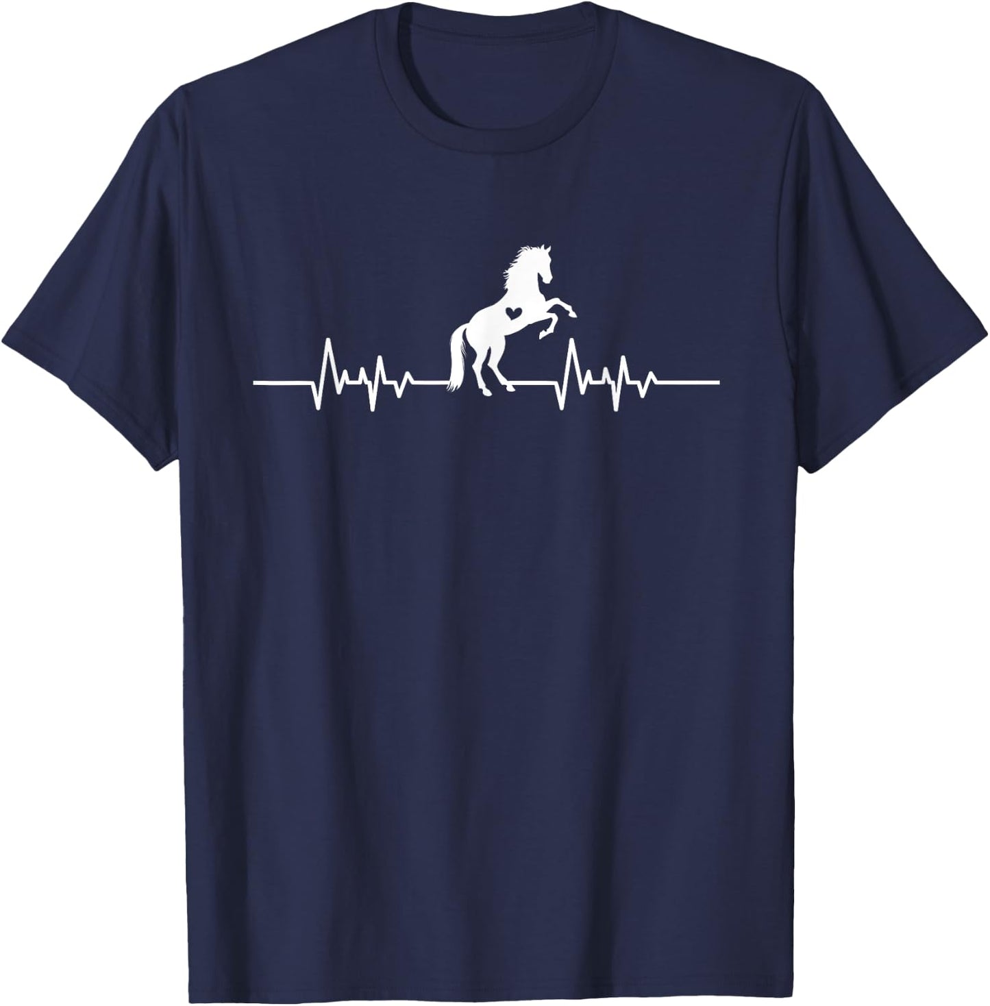 Horse Heartbeat - Cute Horse Riding Outfit Horse Race Gift T-Shirt - T-Shirt | Navy