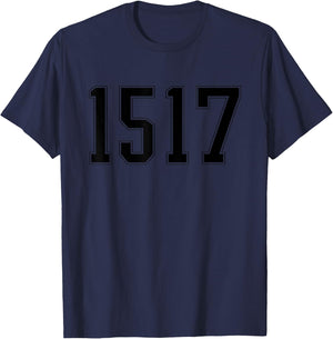Theology 1517 Reformed Christian Martin Luther T-Shirt - T-Shirt | Navy