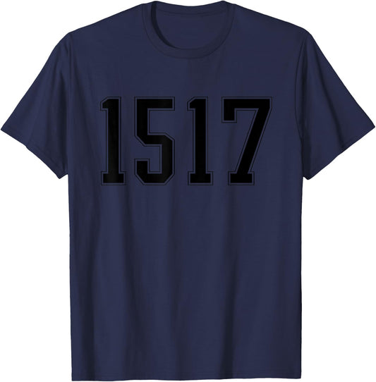 Theology 1517 Reformed Christian Martin Luther T-Shirt - T-Shirt | Navy