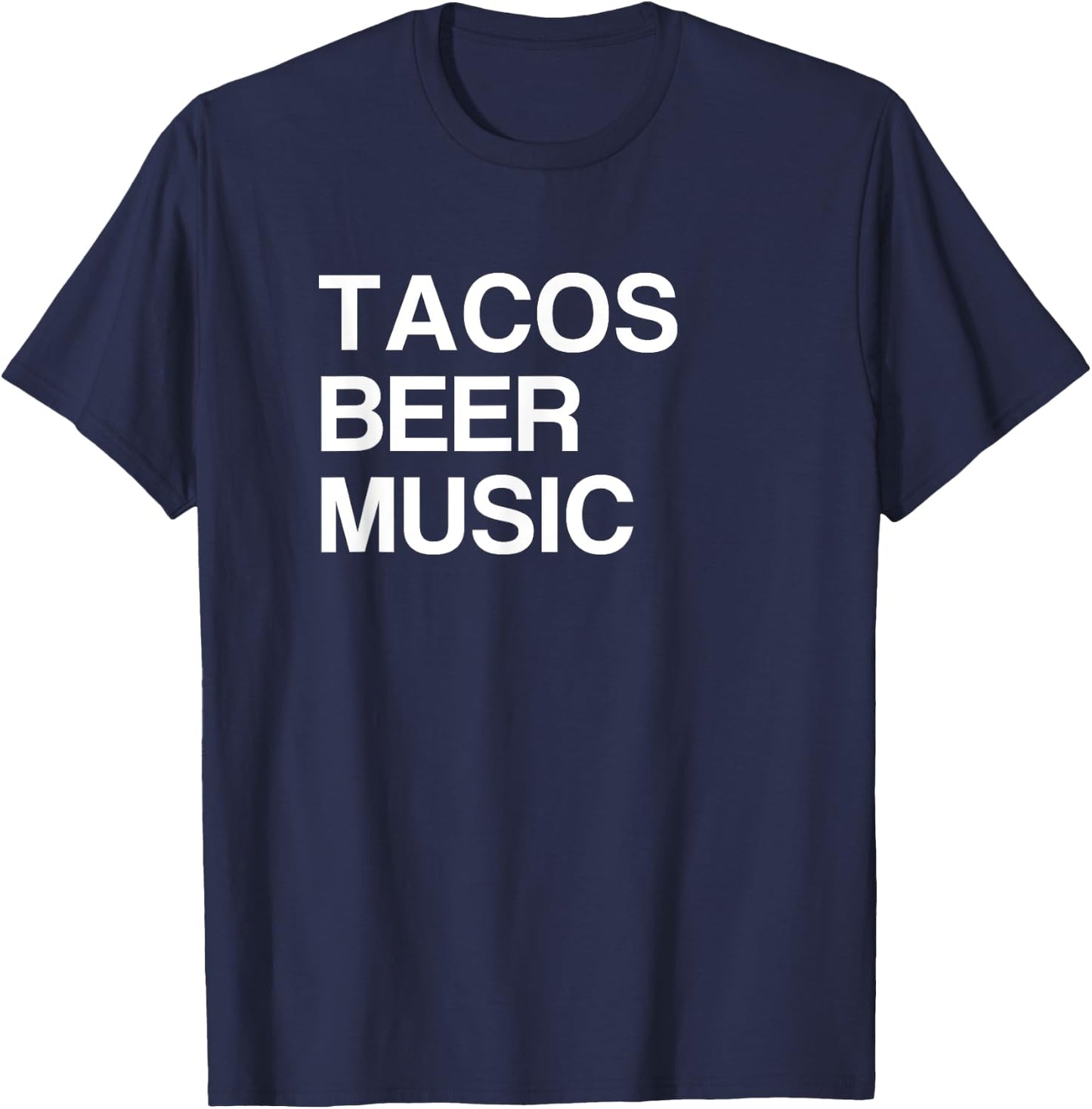 Tacos Beer Music T-Shirt - T-Shirt | Navy
