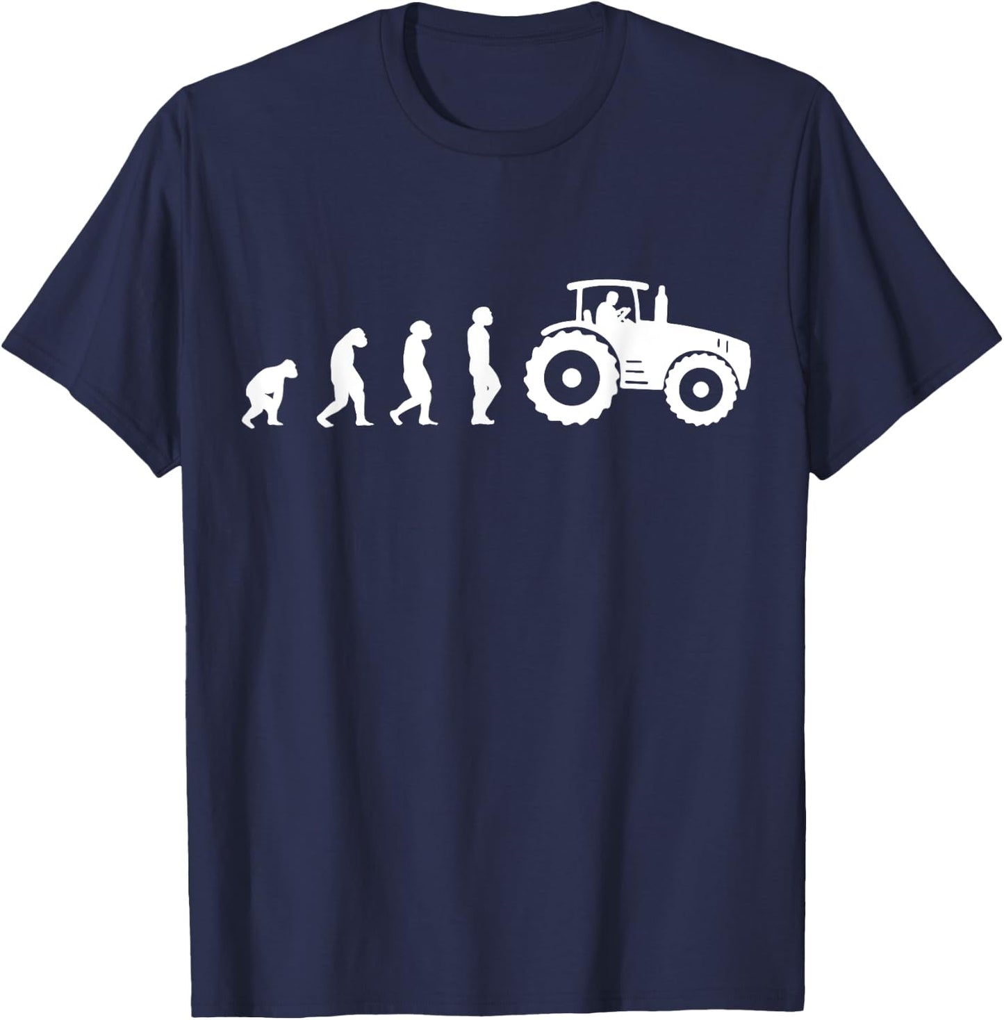 Evolution of the Farmer Funny Tractor Farming Gift T-Shirt - T-Shirt | Navy