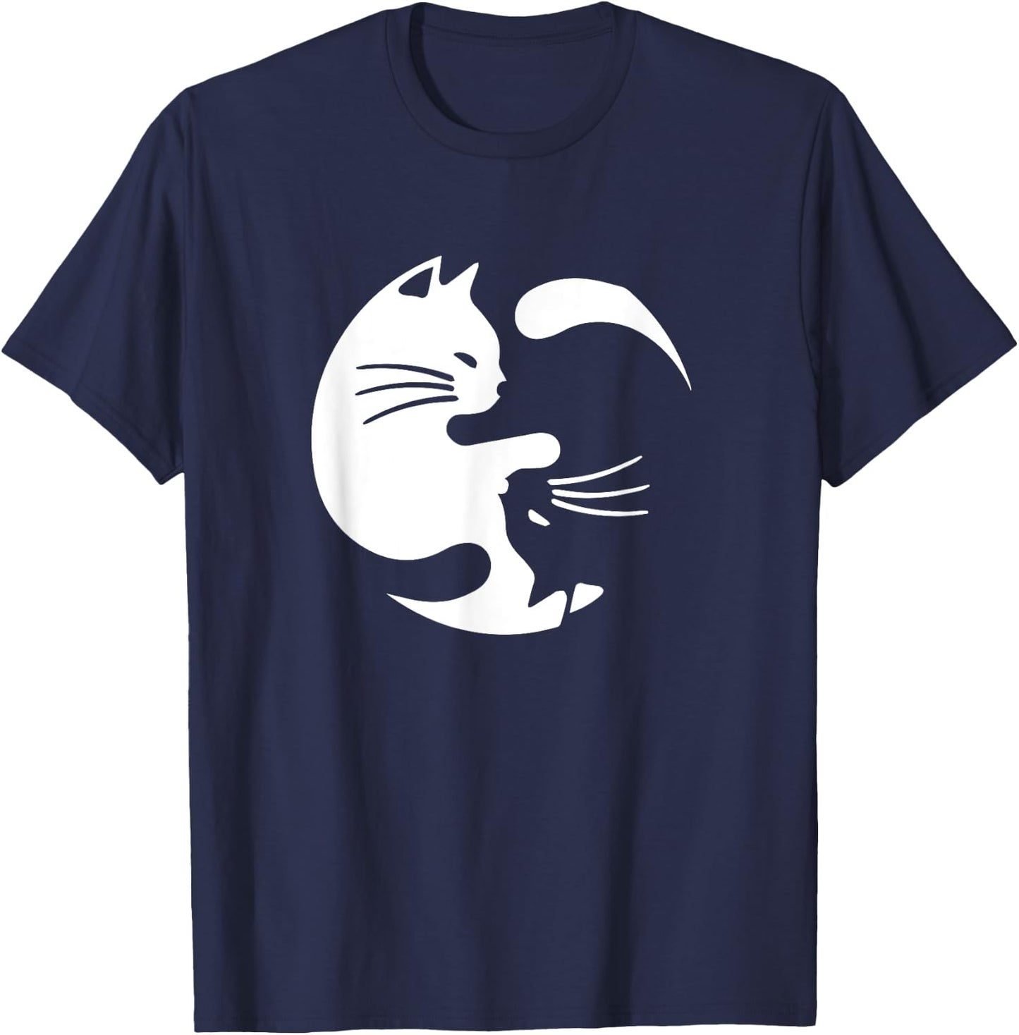 Cute Yin & Yang Cats Yoga Peace Lover Cat Lover Graphic T-Shirt - T-Shirt | Navy