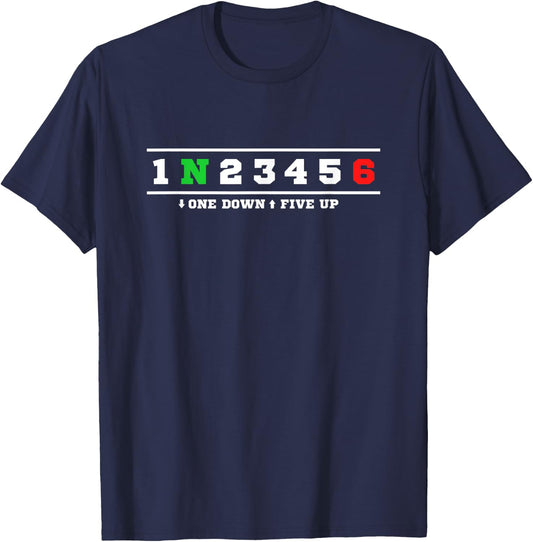 1N23456 Motorcycle Foot Gear Shift T-Shirt - T-Shirt | Navy