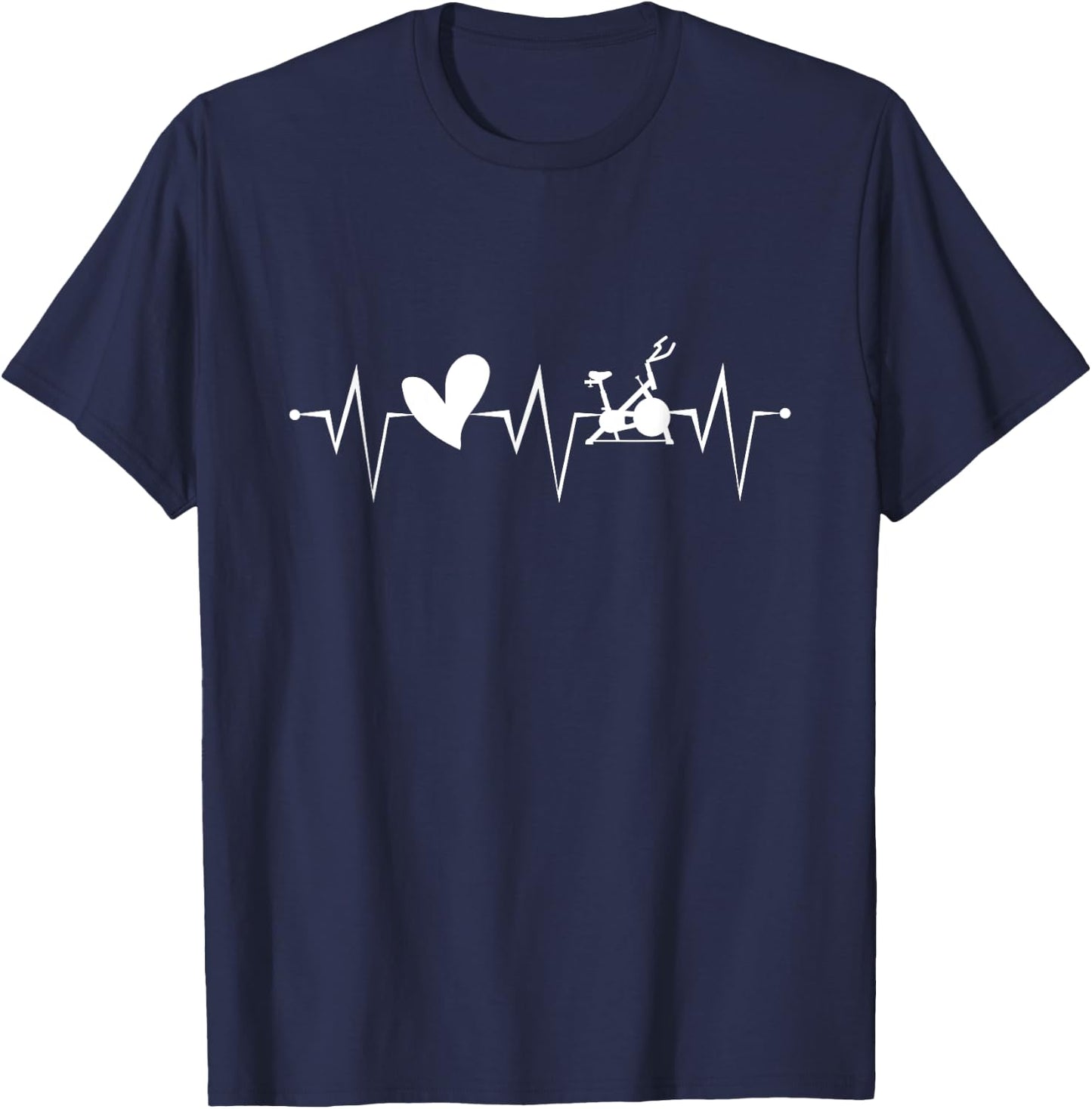Spin Class with Heart Heartbeat Spinning Fitness T-Shirt - T-Shirt | Navy