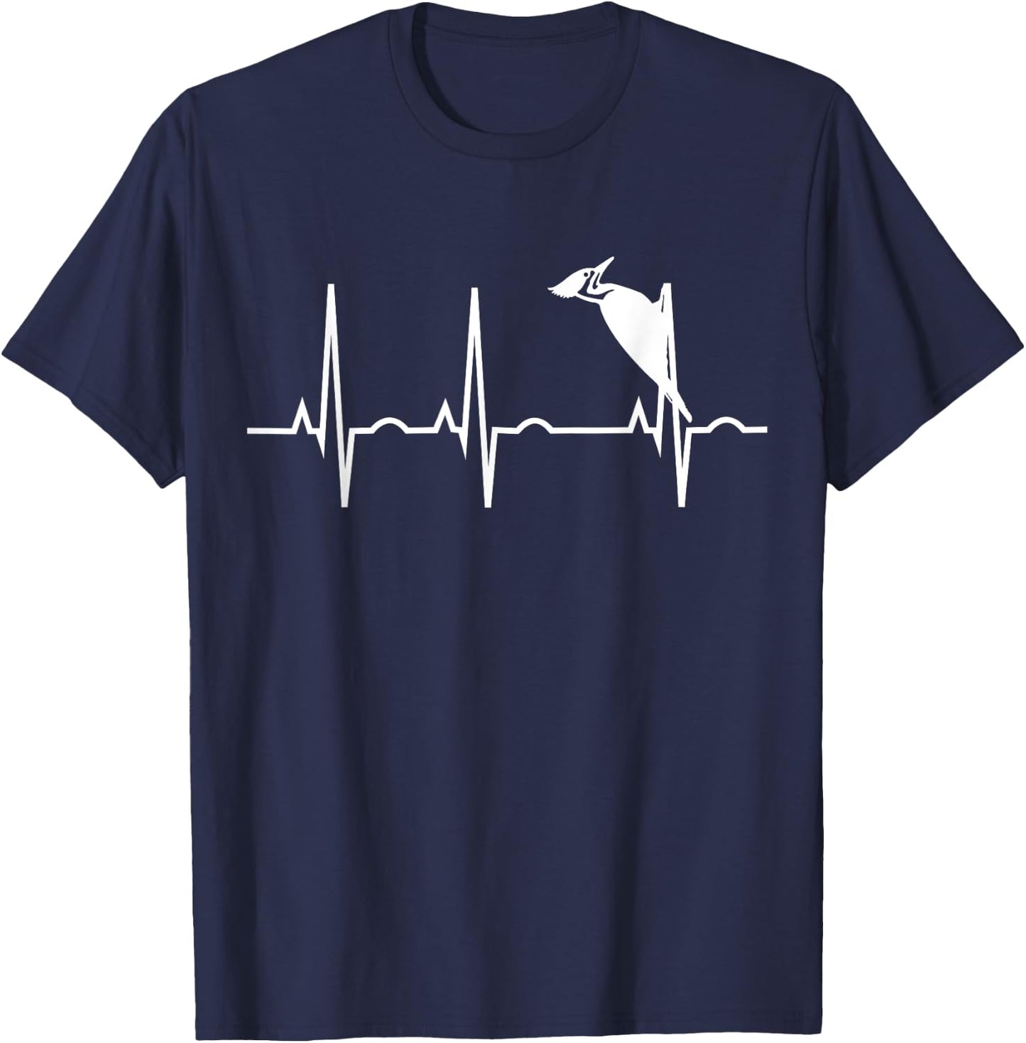 Pileated Woodpecker Shirt - Bird Lover Heartbeat Gift T-Shirt - T-Shirt | Navy