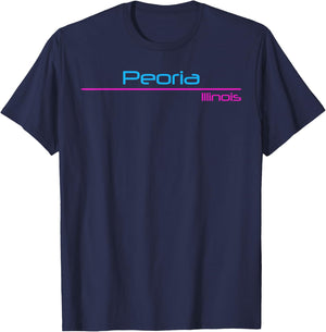 Retro Peoria Illinois T-Shirt - T-Shirt | Navy