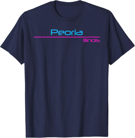 Retro Peoria Illinois T-Shirt - T-Shirt | Navy