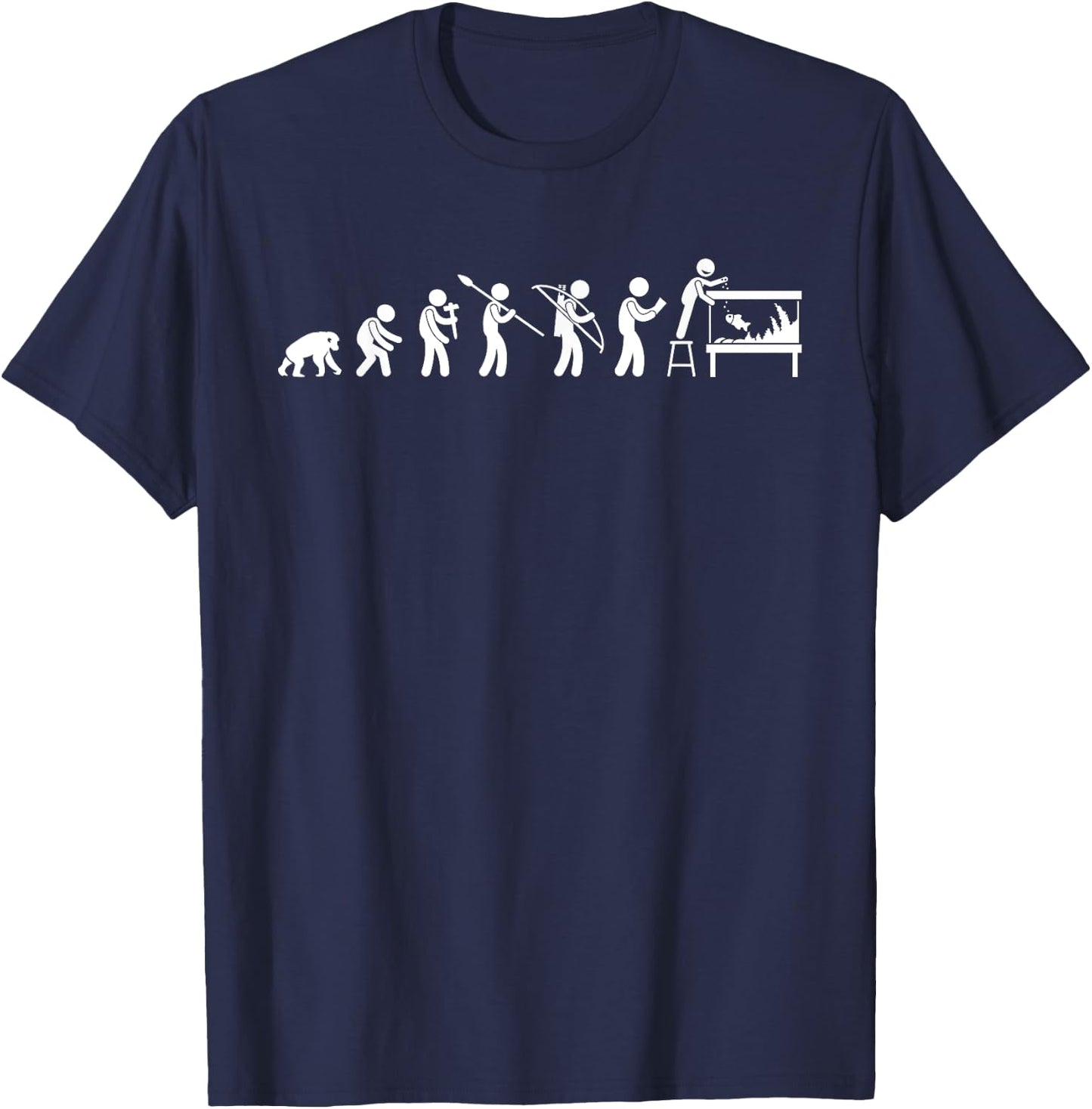 Funny Aquarium Shirts - Aquarium Evolution Fish Keeper - Men's Black Animal Print Short Sleeve Classic Fit - Small T-Shirt - T-Shirt | Navy
