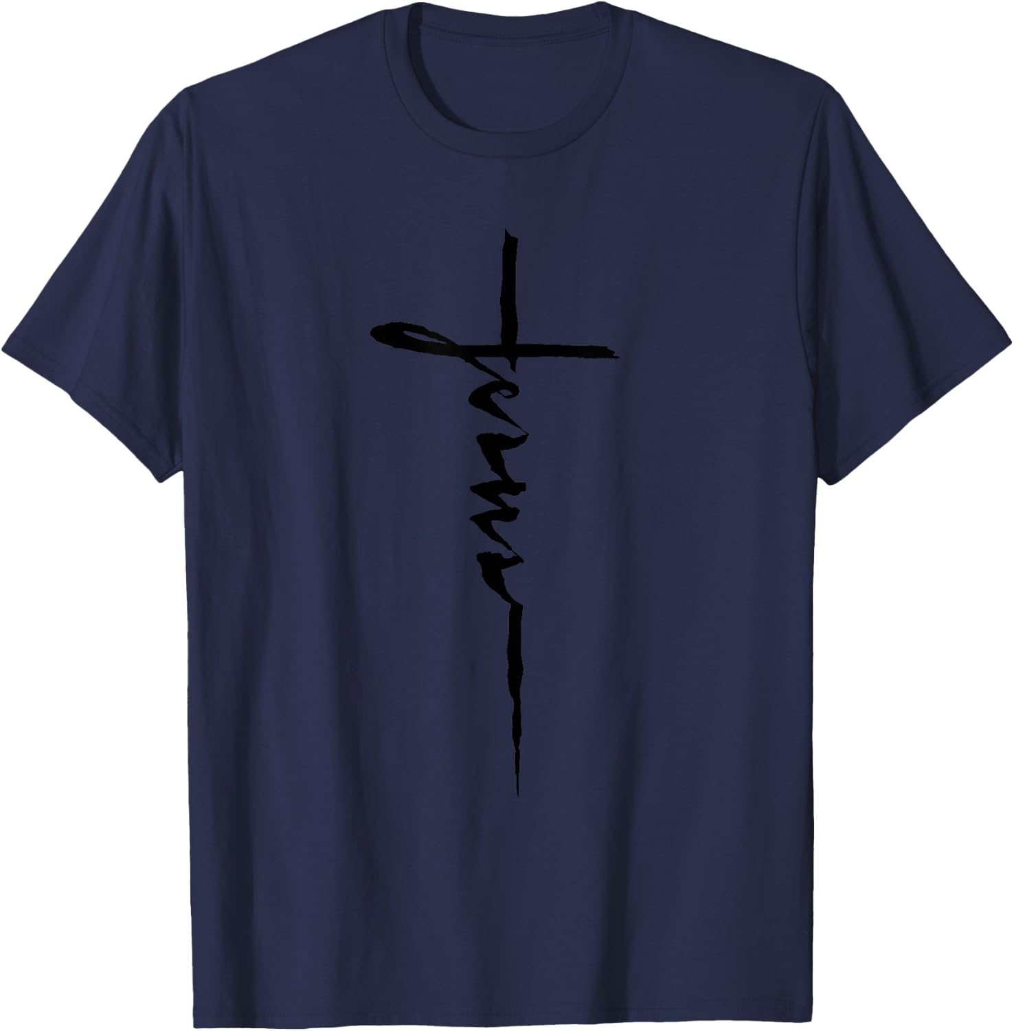 Jesus Christian Cross Art Cursive Inspiring Gift Men Women T-Shirt - T-Shirt | Navy