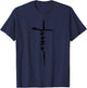 Jesus Christian Cross Art Cursive Inspiring Gift Men Women T-Shirt - T-Shirt | Navy