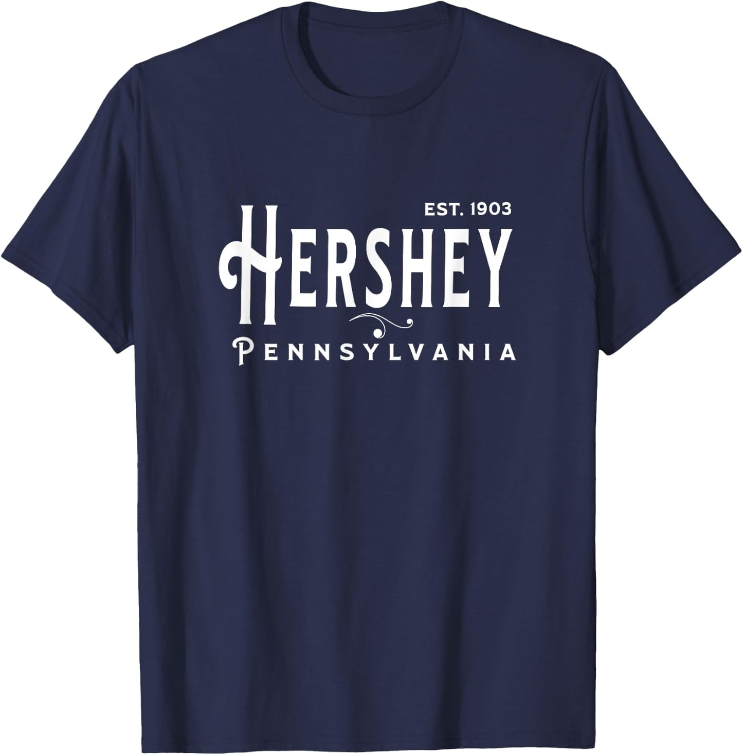 Vintage Pennsylvania Souvenir Visit Hershey Pa , Small, Black T-Shirt - T-Shirt | Navy