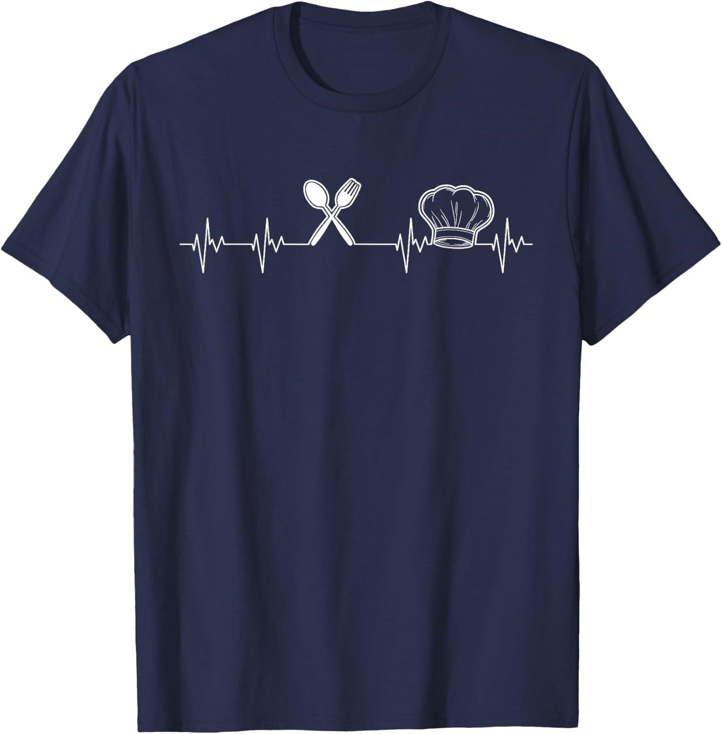 Chef Heartbeat Funny Culinary Chef Gift Cooking Lover T-Shirt - T-Shirt | Navy