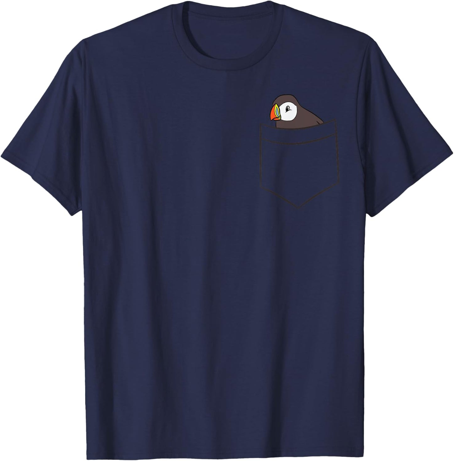 Puffin In The Pocket Seabird Iceland Pocket Puffin T-Shirt - T-Shirt | Navy