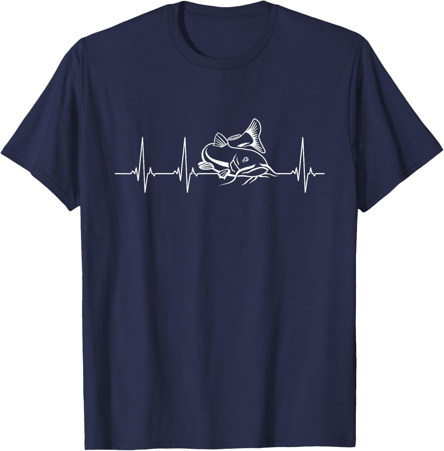 Catfish Fishing Heartbeat T-Shirt - T-Shirt | Navy