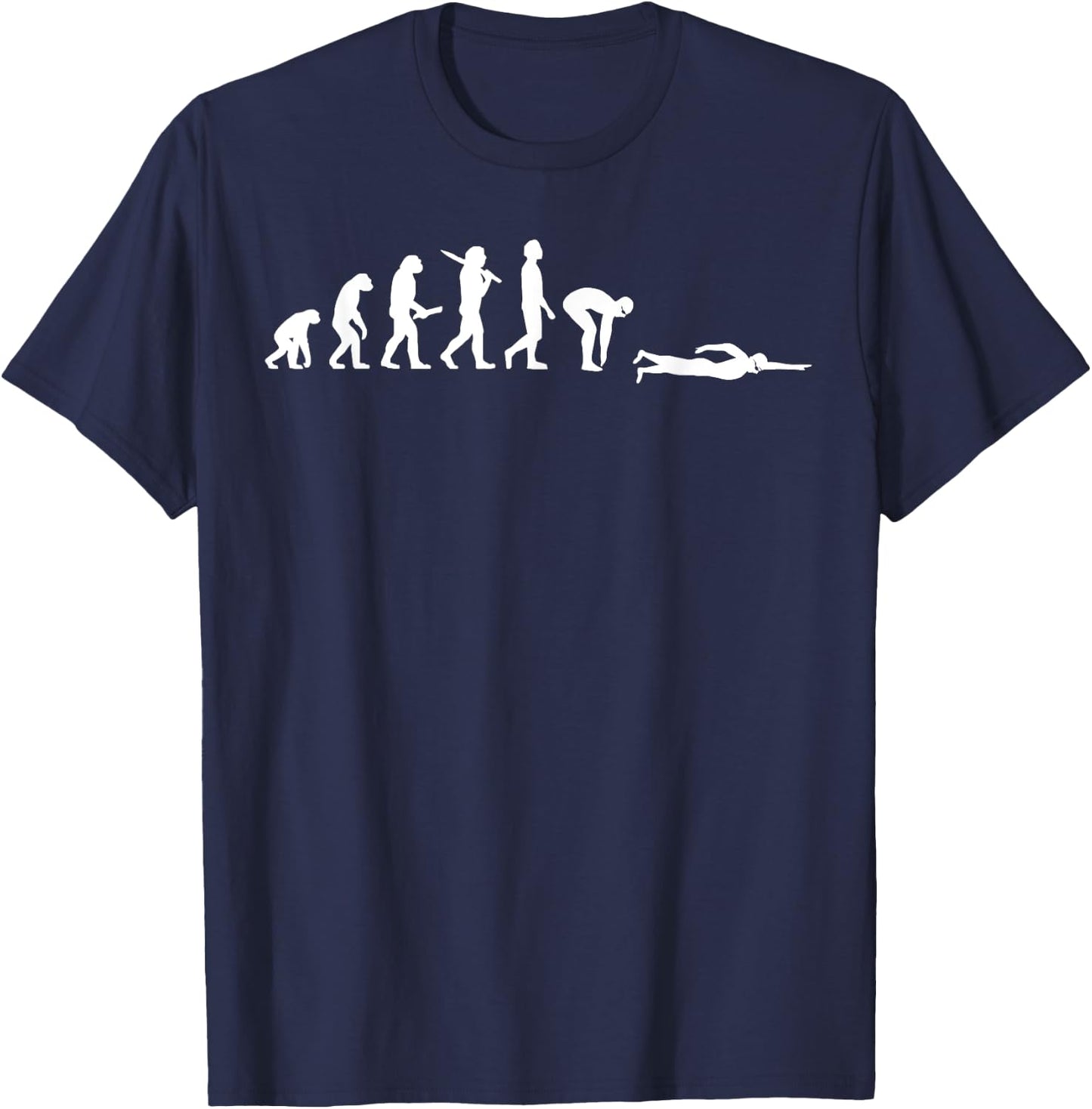 Funny Swimming Evolution Gift Swimmers T-Shirt - T-Shirt | Navy