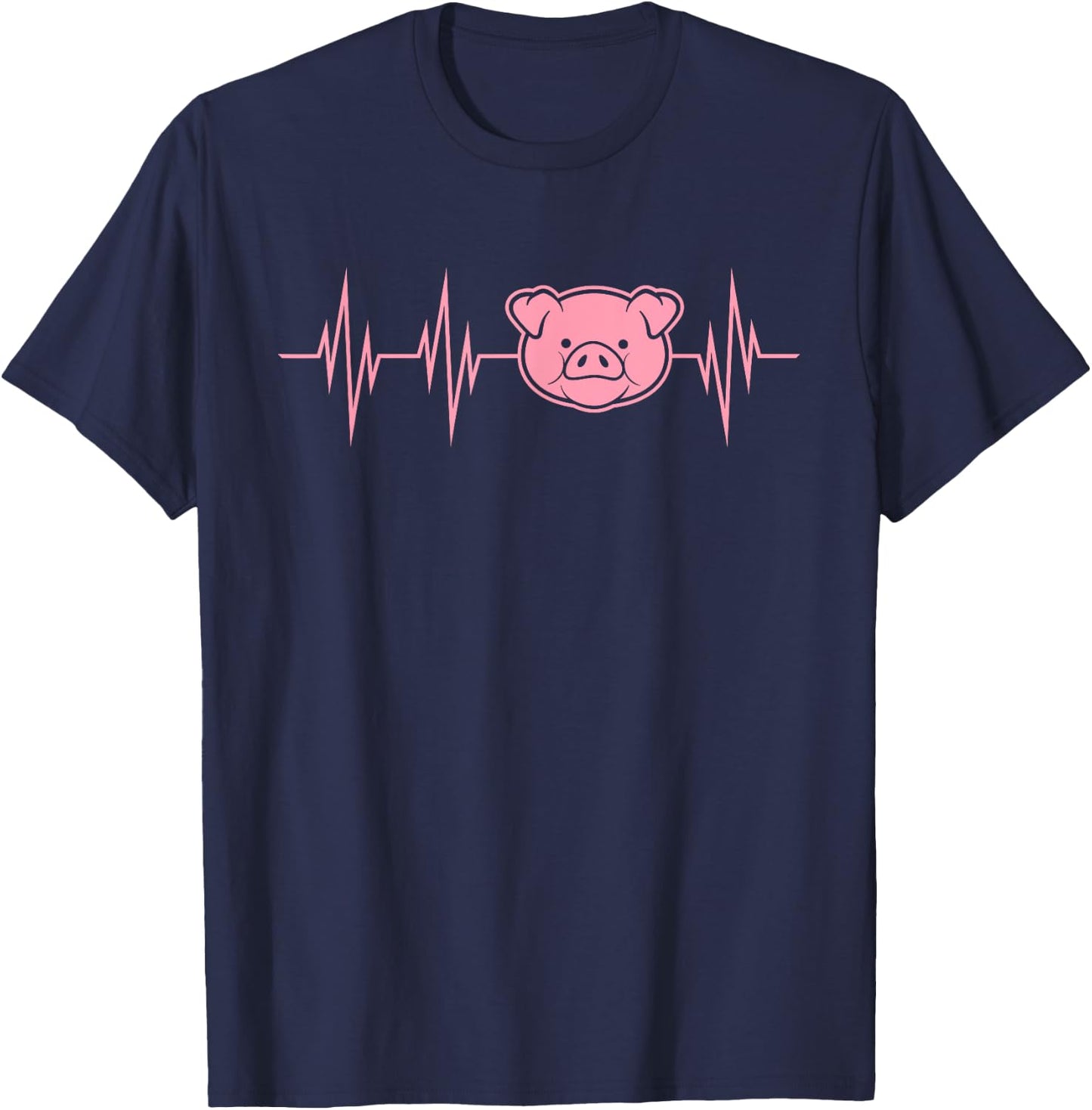 I Love My Pig Heart Valve Heartbeat Funny Barn Farmer Gift T-Shirt - T-Shirt | Navy