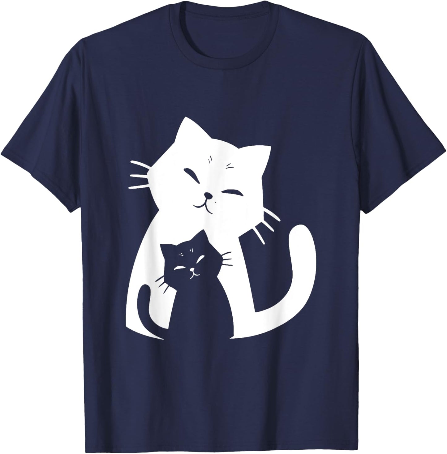 Black Cat and White Cat Women Girls Kids T-Shirt - T-Shirt | Navy