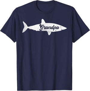 Shark Grandpa Cute Fathers Day Gramps Grandfather Gift T-Shirt - T-Shirt | Navy