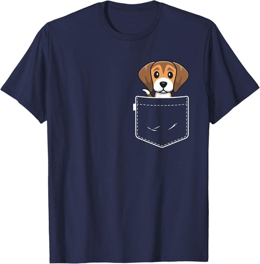 Beagle Dog In Pocket Shirts Men Women Beagle Lover Gift T-Shirt - T-Shirt | Navy