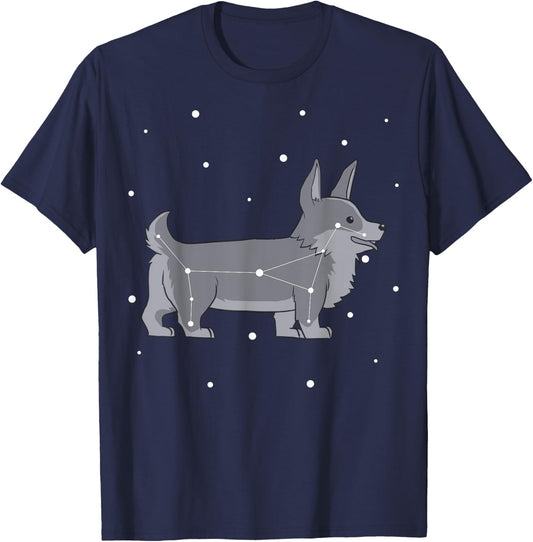 Constellation Corgi Dog T-Shirt - T-Shirt | Navy