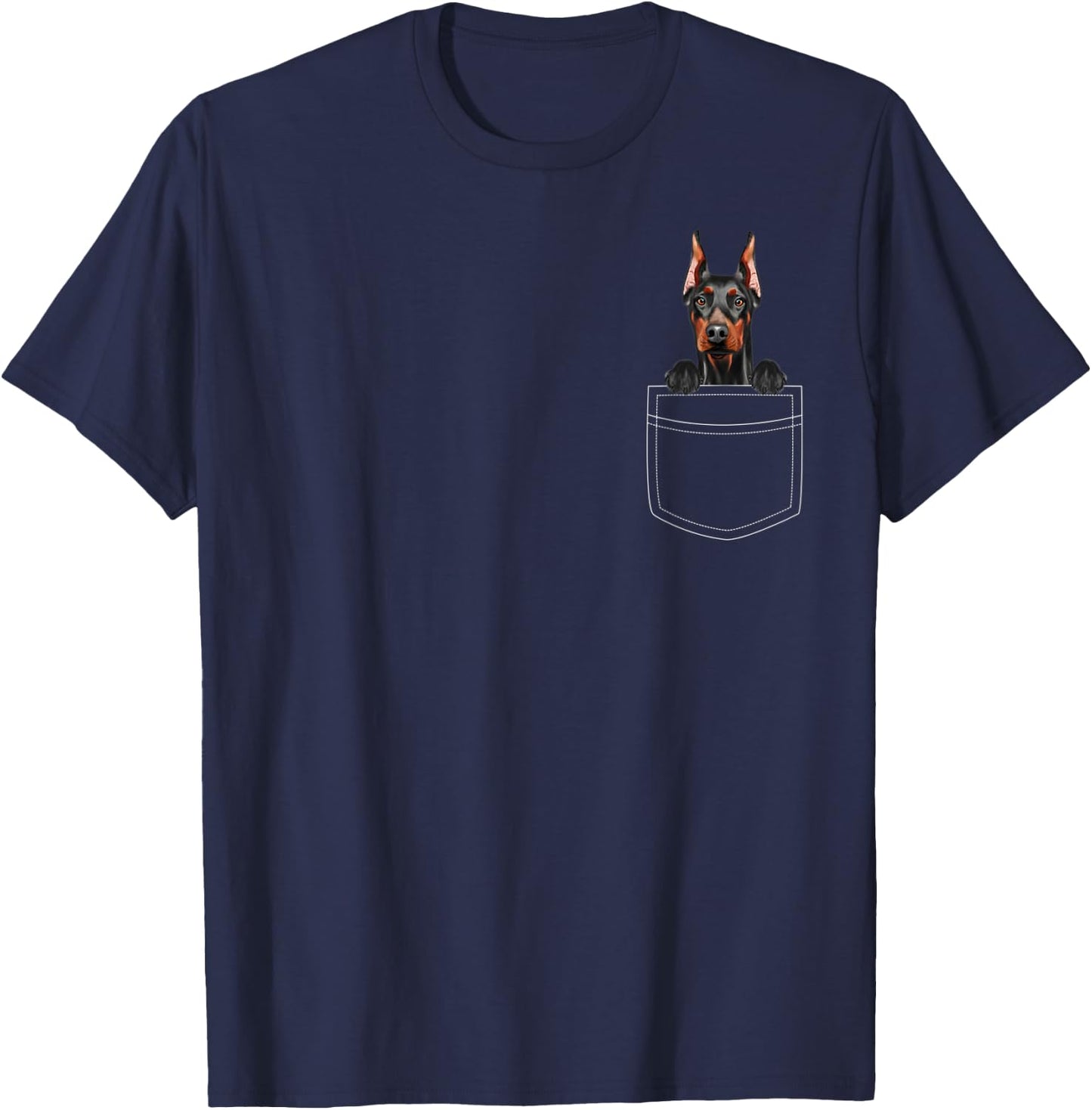Doberman Pinscher Dog In Pocket Funny Dog Lover T-Shirt - T-Shirt | Navy