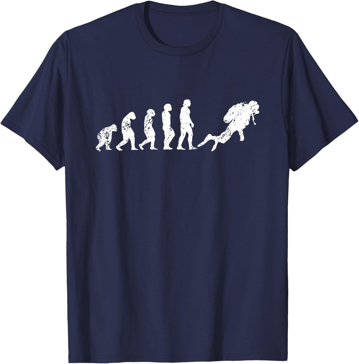Evolution Of Scuba Diving Funny Monkey Ape Sea Dive Of Man T-Shirt - T-Shirt | Navy