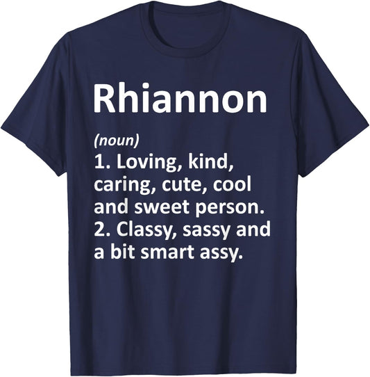 RHIANNON Definition Personalized Name Funny Birthday Gift T-Shirt - T-Shirt | Navy
