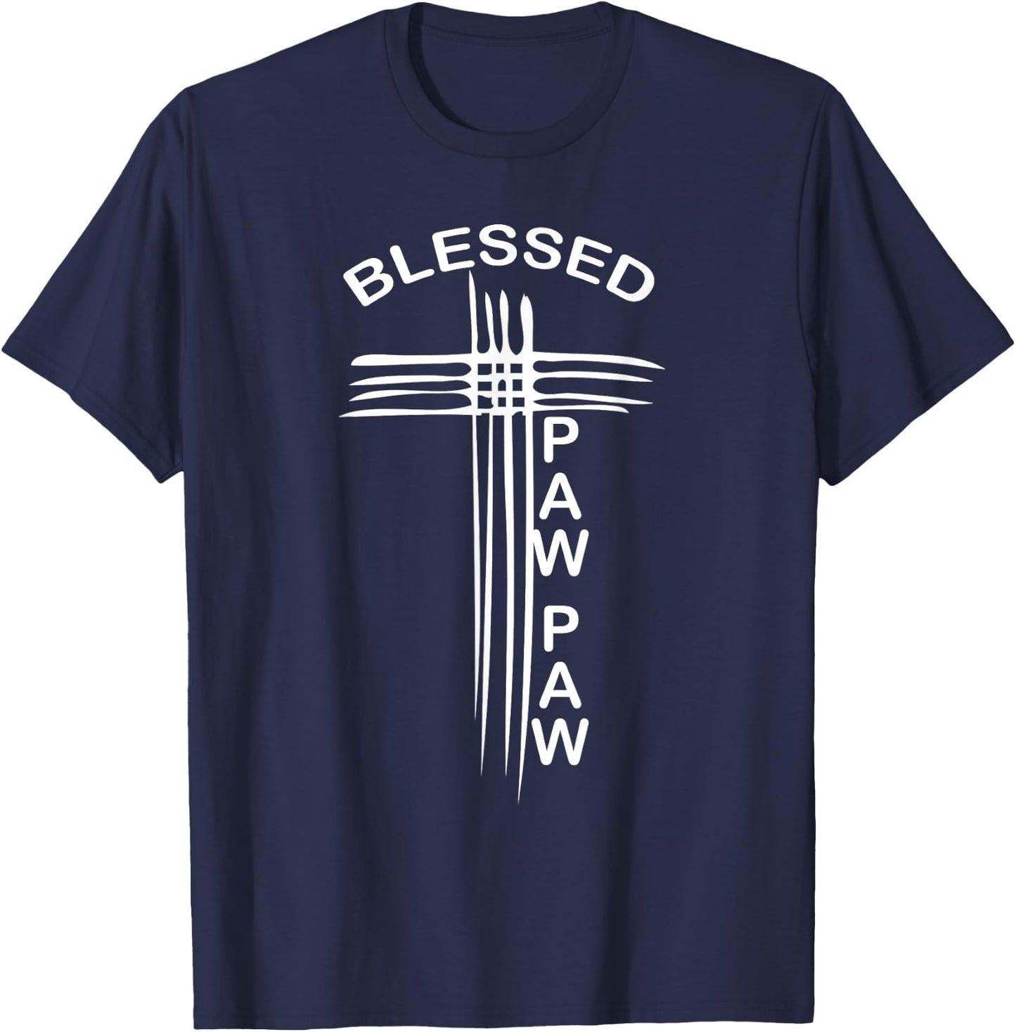 Blessed Paw Paw Grandpa Christian Cross Religious T-Shirt - T-Shirt | Navy