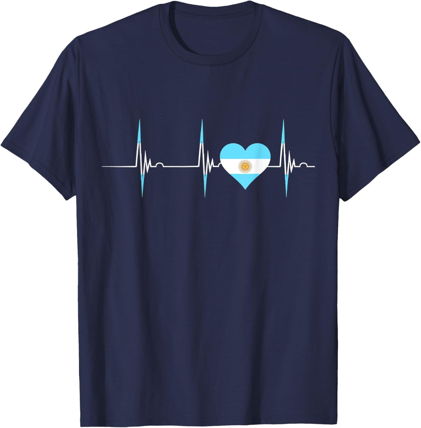 Argentina Heart Argentinian Heartbeat EKG Pulse Argentine T-Shirt - T-Shirt | Navy
