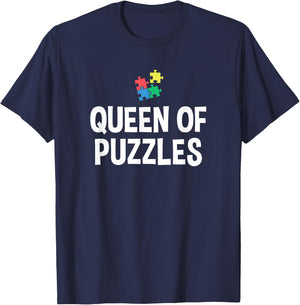 Queen of Puzzles Puzzle Lover Puzzle Collector Jigsaw Puzzle T-Shirt - T-Shirt | Navy
