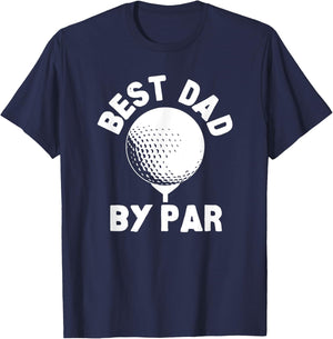 Best Dad By Par Golfball Golfing Humor T-Shirt - T-Shirt | Navy