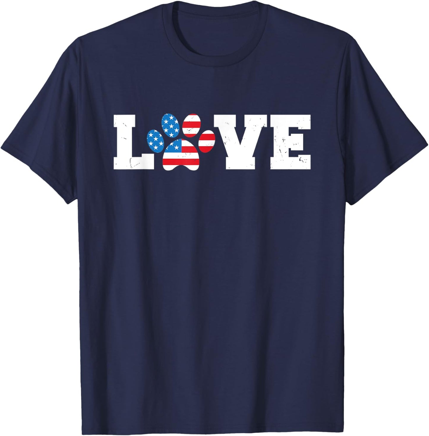 Vintage Love USA Dog Paw 4th of July Patriot Dogs Owner Gift Kids Men T-Shirt - T-Shirt | Navy